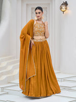 Thumbnail for Monjolika Fashion Mustard Festive Look With Silk Crush Lehenga Choli