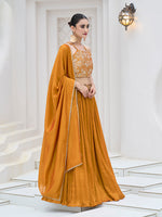 Thumbnail for Monjolika Fashion Mustard Festive Look With Silk Crush Lehenga Choli