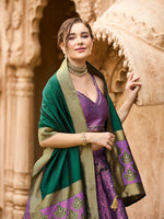 Thumbnail for Monjolika Fashion Purple Kanjivaram Silk Jacquard Woven Trendy Lehenga Choli - Distacart