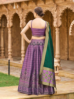 Thumbnail for Monjolika Fashion Purple Kanjivaram Silk Jacquard Woven Trendy Lehenga Choli - Distacart
