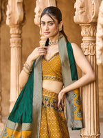 Thumbnail for Monjolika Fashion Yellow Kanjivaram Silk Jacquard Woven Trendy Lehenga Choli - Distacart