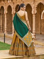 Thumbnail for Monjolika Fashion Yellow Kanjivaram Silk Jacquard Woven Trendy Lehenga Choli - Distacart