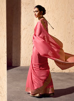 Thumbnail for Monjolika Fashion Light Pink Crepe Georgette Zari Weaving Work Saree - Distacart