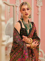 Thumbnail for Monjolika Fashion Black Banarasi Silk Traditional Saree with Meenakari and Weaving Work - Distacart