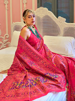 Thumbnail for Monjolika Fashion Pink Banarasi Silk Traditional Saree with Meenakari and Weaving Work - Distacart