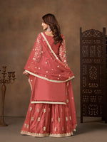Thumbnail for Monjolika Fashion Net Embroidered Coral Salwar Kameez