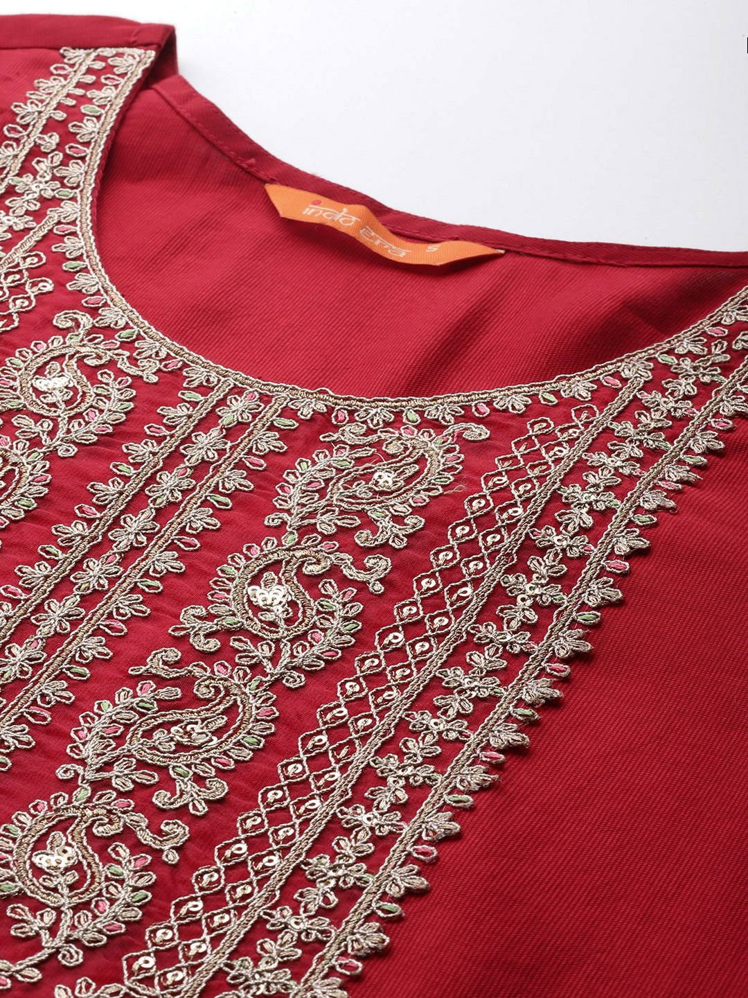 Indo Era Ethnic Motifs Embroidered Sequinned Liva Kurta With Trousers & Dupatta