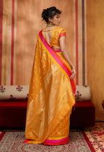 Thumbnail for Monjolika Fashion Orange Weaving Satin Silk Blend Festival Trendy Saree - Distacart