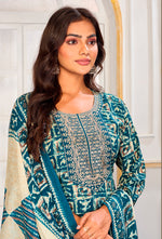 Thumbnail for Monjolika Fashion Light Blue Rayon Embroidered Work Party Pant Style Suit