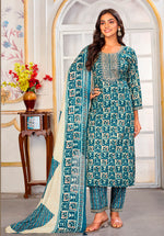 Thumbnail for Monjolika Fashion Light Blue Rayon Embroidered Work Party Pant Style Suit
