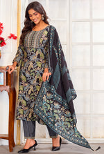 Thumbnail for Monjolika Fashion Black Chanderi Embroidered Work Party Pant Style Suit