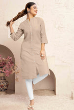 Thumbnail for Monjolika Fashion Chiku Color Cotton Casual Kurti With Pocket - Distacart