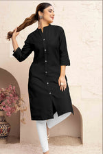 Thumbnail for Monjolika Fashion Black Color Cotton Casual Kurti With Pocket