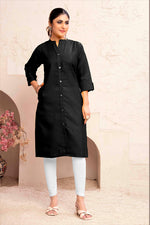 Thumbnail for Monjolika Fashion Black Color Cotton Casual Kurti With Pocket
