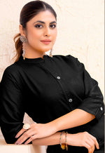 Thumbnail for Monjolika Fashion Black Color Cotton Casual Kurti With Pocket