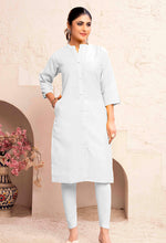Thumbnail for Monjolika Fashion White Color Cotton Casual Kurti With Pocket