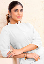 Thumbnail for Monjolika Fashion White Color Cotton Casual Kurti With Pocket