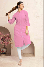 Thumbnail for Monjolika Fashion Light Pink Color Cotton Casual Kurti With Pocket - Distacart