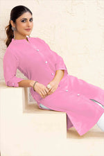 Thumbnail for Monjolika Fashion Light Pink Color Cotton Casual Kurti With Pocket - Distacart