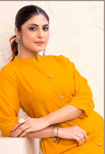 Thumbnail for Monjolika Fashion Mustard Yellow Color Cotton Casual Kurti With Pocket - Distacart