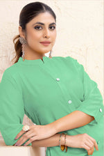 Thumbnail for Monjolika Fashion Sea Green Color Cotton Casual Kurti With Pocket - Distacart