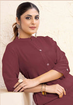 Thumbnail for Monjolika Fashion Brown Color Cotton Casual Kurti With Pocket - Distacart