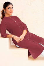 Thumbnail for Monjolika Fashion Brown Color Cotton Casual Kurti With Pocket - Distacart