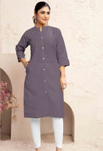 Thumbnail for Monjolika Fashion Grey Color Cotton Casual Kurti With Pocket - Distacart