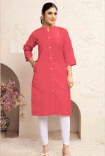 Thumbnail for Monjolika Fashion Dark Peach Color Cotton Casual Kurti With Pocket - Distacart