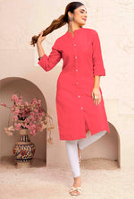 Thumbnail for Monjolika Fashion Dark Peach Color Cotton Casual Kurti With Pocket - Distacart