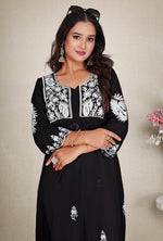 Thumbnail for Monjolika Fashion Black Colour Embroidered Georgette Casual Kurti