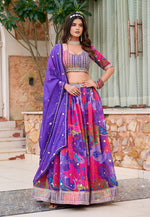 Thumbnail for Monjolika Fashion Print Art Silk Designer Lehenga Choli In Multi Colour