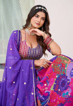 Thumbnail for Monjolika Fashion Print Art Silk Designer Lehenga Choli In Multi Colour