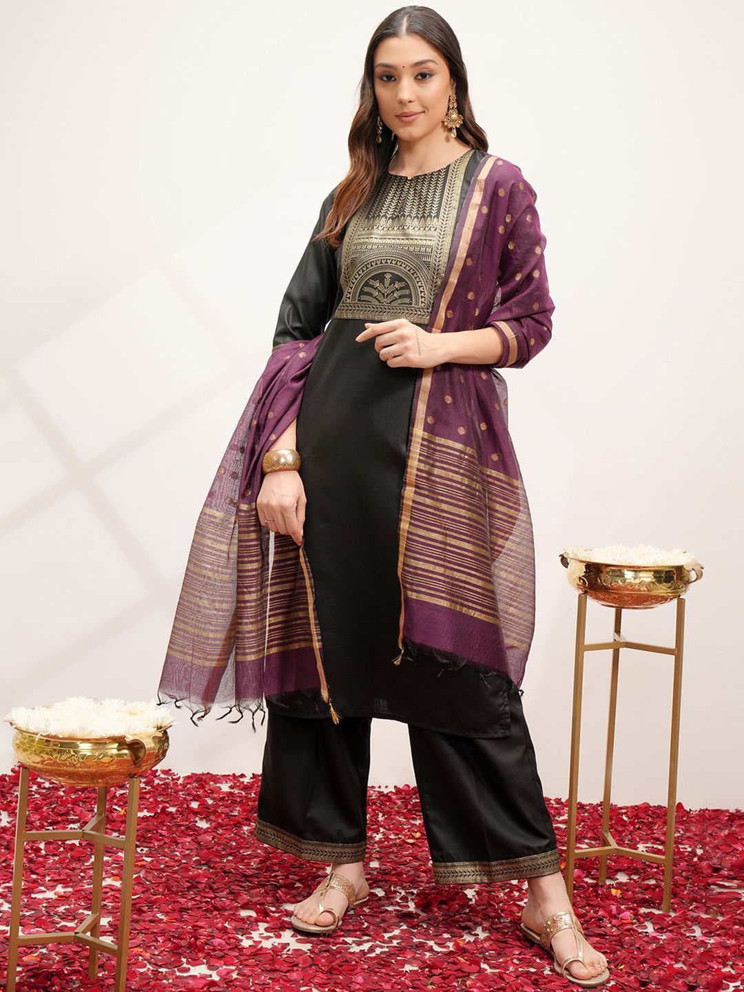 Vishudh Printed Regular Kurta with Palazzos & With Dupatta - Distacart