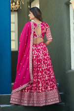 Thumbnail for Monjolika Fashion Rani Pink Embroidered Dola Silk Jacquard Designer Long Lehenga Choli - Distacart
