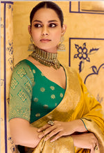 Thumbnail for Monjolika Fashion Mustard Faux Crepe Silk with beautiful Zari Weaving Work Classic Saree - Distacart