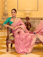 Thumbnail for Monjolika Fashion Baby Pink Faux Crepe Silk with beautiful Zari Weaving Work Classic Saree - Distacart