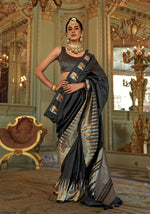 Thumbnail for Monjolika Fashion Black Weaving Work Silk Blend Classic Saree - Distacart