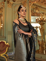 Thumbnail for Monjolika Fashion Black Weaving Work Silk Blend Classic Saree - Distacart
