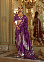 Thumbnail for Monjolika Fashion Purple Weaving Work Silk Blend Classic Saree - Distacart