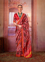 Thumbnail for Monjolika Fashion Multi Colour Patola Print Silk Blend Trendy Saree - Distacart