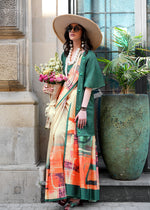 Thumbnail for Monjolika Fashion Multi Colour Silk Blend Digital Print Casual Classic Saree - Distacart