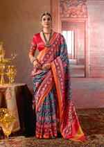Thumbnail for Monjolika Fashion Multicolor Silk Blend Patola Print Saree for Wedding & Festive Wear - Distacart