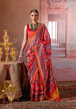Thumbnail for Monjolika Fashion Multicolor Silk Blend Patola Print Saree for Wedding & Festive Wear - Distacart