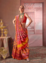 Thumbnail for Monjolika Fashion Multicolor Silk Blend Patola Print Saree for Wedding & Festive Wear - Distacart