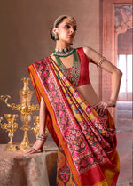 Thumbnail for Monjolika Fashion Multicolor Silk Blend Patola Print Saree for Wedding & Festive Wear - Distacart