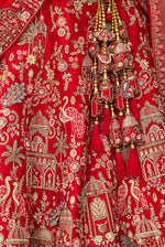 Thumbnail for Monjolika Fashion Red Khatli Embroidered Silk Blend Bridal Lehenga Choli - Distacart