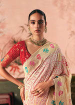 Thumbnail for Monjolika Fashion Off White Bandhej Weaving Work Faux Khadi Georgette Saree - Distacart
