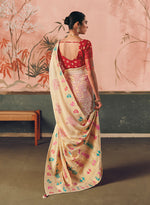 Thumbnail for Monjolika Fashion Off White Bandhej Weaving Work Faux Khadi Georgette Saree - Distacart