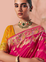 Thumbnail for Monjolika Fashion Rani Pink Bandhej Weaving Work Faux Khadi Georgette Saree - Distacart